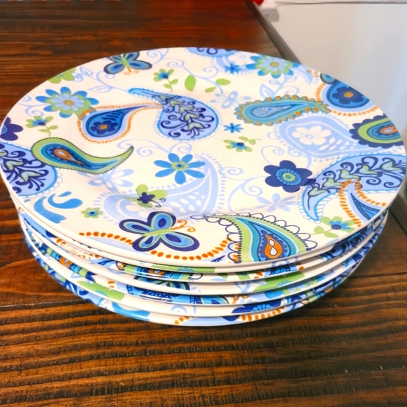 Royal Norfolk Blue & Green Paisley Pattern Dinner Plates. Lot of 11. - Picture 3 of 8